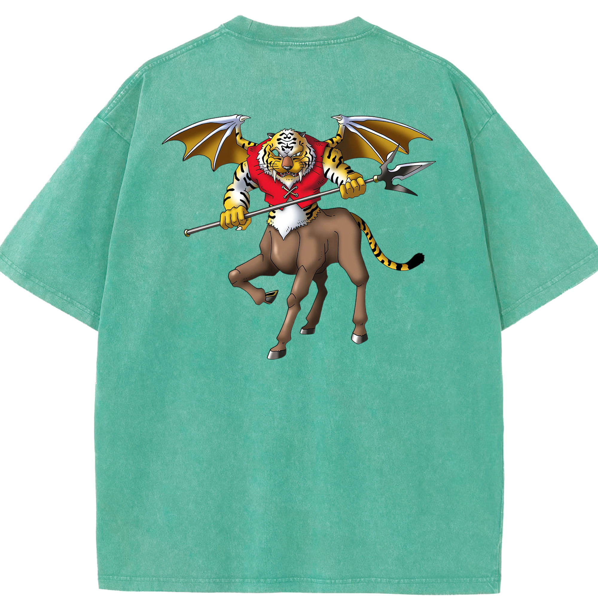 （画像用） ドラゴンクエスト Doragon Kuesuto Dragon Quest 綿100% ヴィンテージ風 半袖Tシャツ（背面プリント）